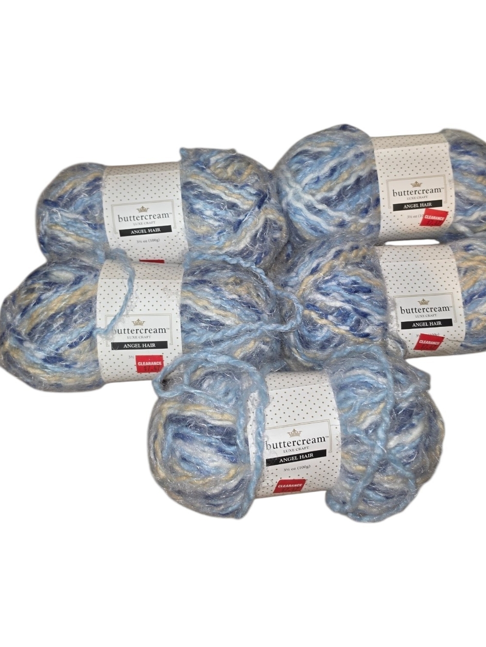 Buttercream Luxe Craft Angel Hair Yarn Blue Taupe Bulky Wool Blend Lot of 5